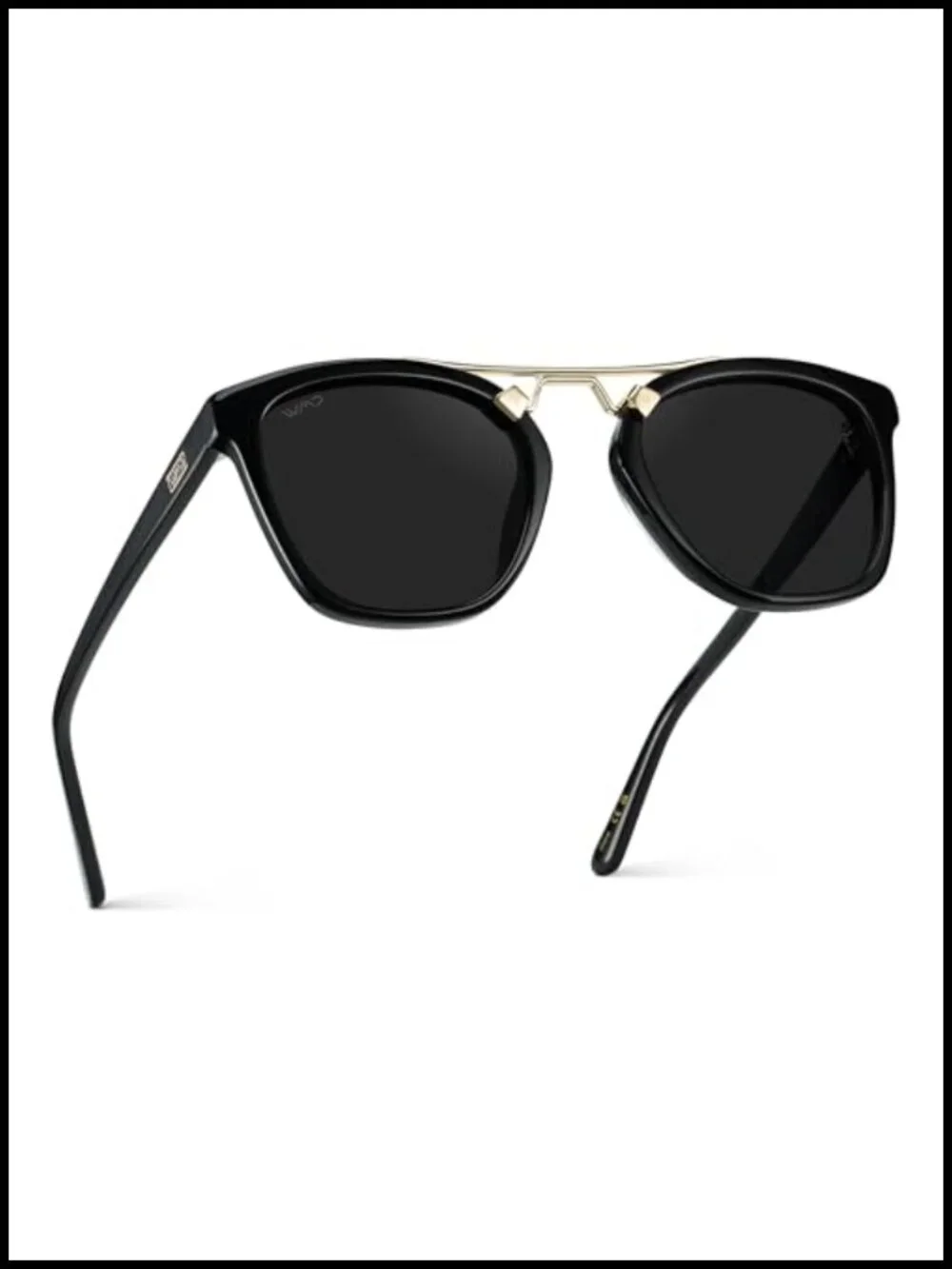 Oversized Square Polarized Sunglasses with Metal Double-Bar Bridge